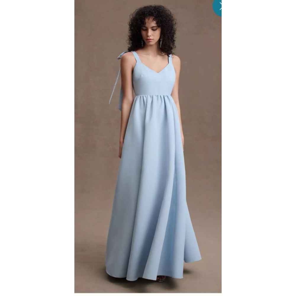 BHLDN Elanor Shoulder-Tie V-Neck Taffeta A-Line Gown